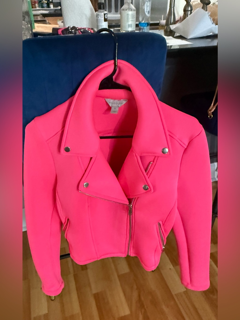 belle sky Neon Pink Moto Jacket